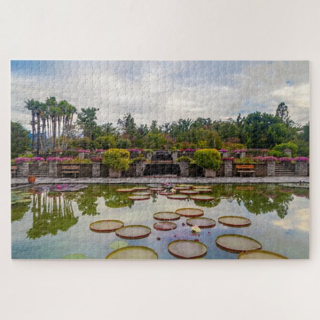 Quebra-cabeça Uma piscina com lírios no lago Maggiore, Itália (Horizontal)