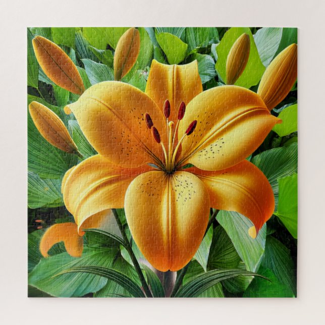 Quebra-cabeça Uma vibrante lírio ouro-amarelo (Vertical)