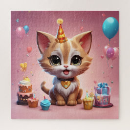 Quebra-cabeça Un adorable chaton qui fête son anniversaire