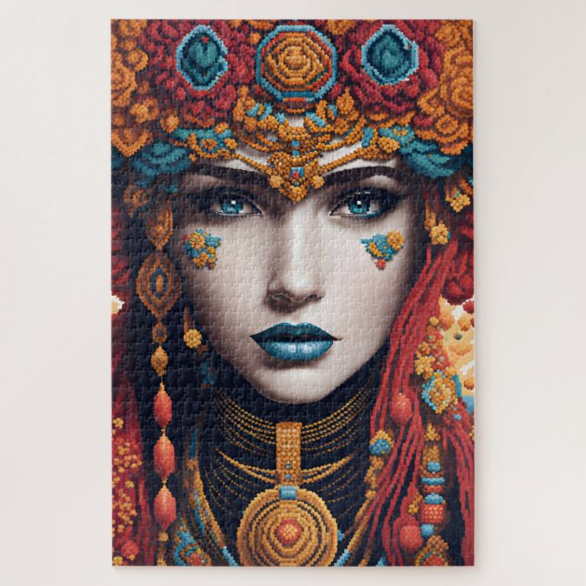 Quebra-cabeça Un beau portrait en pixel art (Vertical)