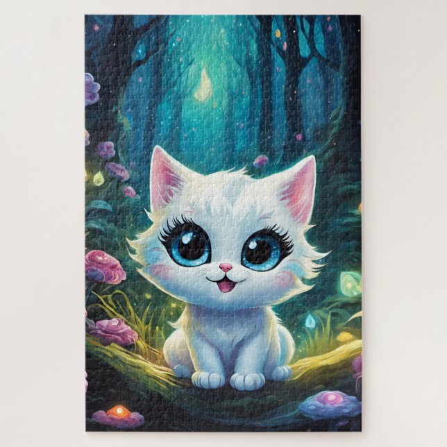 Quebra-cabeça Un chaton blanc chibi (Vertical)