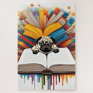 Quebra-cabeça Un chiot Carlin studieux