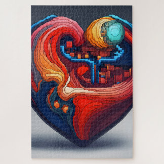 Quebra-cabeça Un coeur vibrant en pixel art
