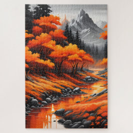 Quebra-cabeça Un paysage gris tout en nuance d'orange