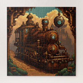 Quebra-cabeça Un train steampunk en pixel art