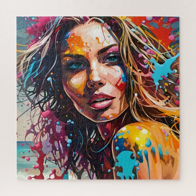 Quebra-cabeça Une belle femme à la plage (Vertical)