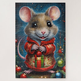 Quebra-cabeça Une jolie souris fêtant noël
