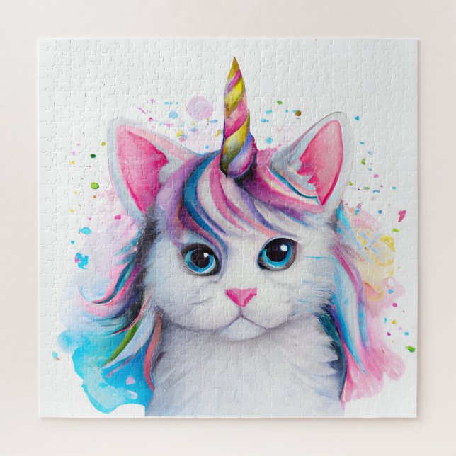 Quebra-cabeça Unicorn Kitten Watercolor (Vertical)