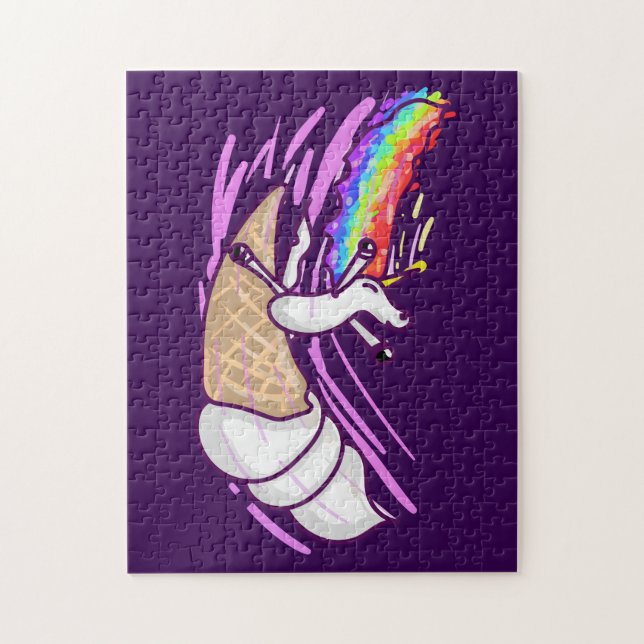 Quebra-cabeça Unicorn Rainbow Riding Ice Cream Cone (Vertical)