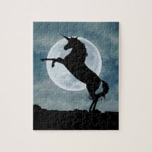 Quebra-cabeça Unicorn Silhouette Full Moon Night Sky, ZKOA