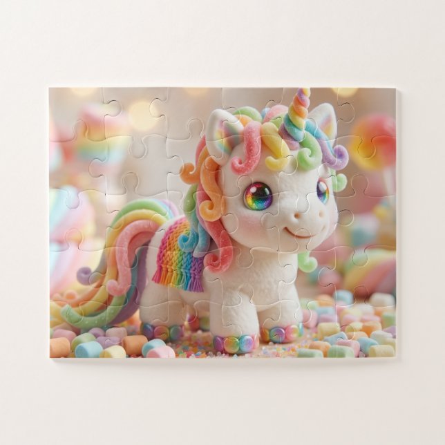Quebra-cabeça Unicórnio de Marshmallow e Sonho de Doce Pastel (Horizontal)