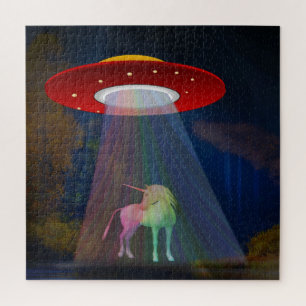 Quebra-cabeça Unicórnio em UFO Rainbow Beam at Night, ZKoA