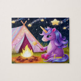 Quebra-cabeça Unicórnio Kawaii Acampando Sob o Céu Estrelado