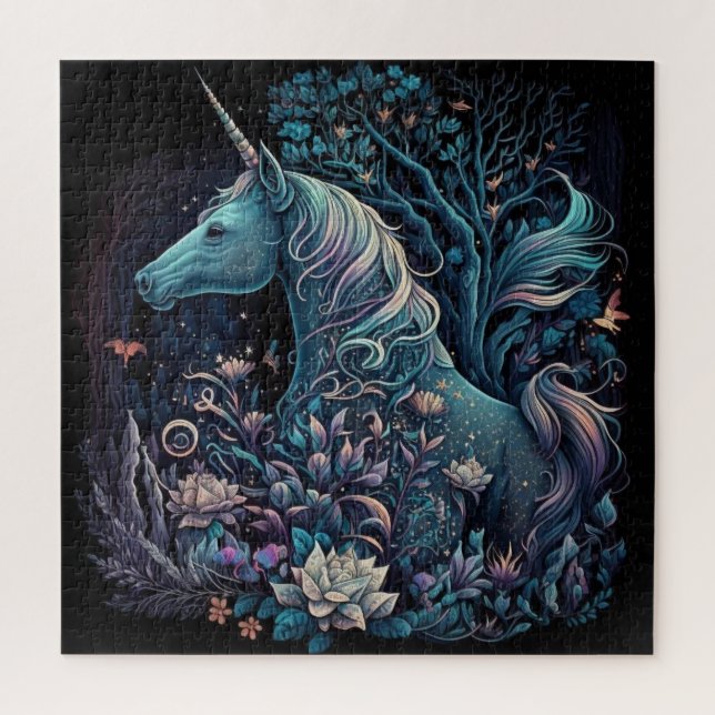 Quebra-cabeça Unicórnio Místico - Floresta Fantástica (Vertical)