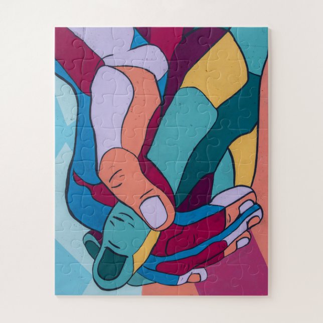 Quebra-cabeça Unidade na Diversidade de mãos quebra-cabeça. (Vertical)