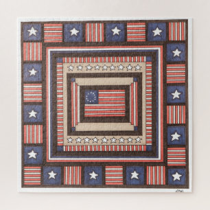 Quebra-cabeça Unique Art Puzzle - Old Time Flag - Erin Brie Art