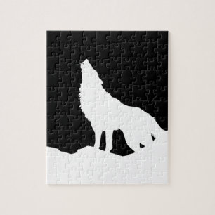 Quebra-cabeça Unique Black & White Pop Art Wolf Silhouette
