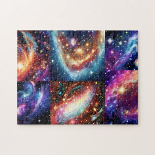 Quebra-cabeça Universo ouro galáctico roxo azul neon star