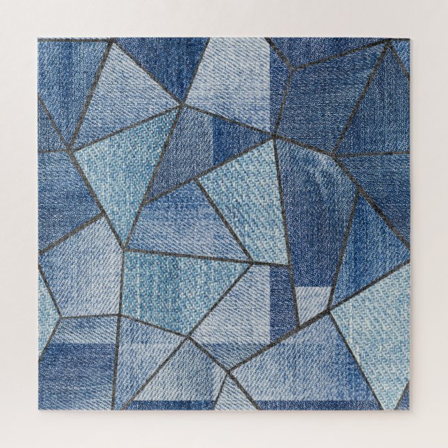 Quebra-cabeça Urbano Denim: Design de Patchwork com Distúrbios (Vertical)