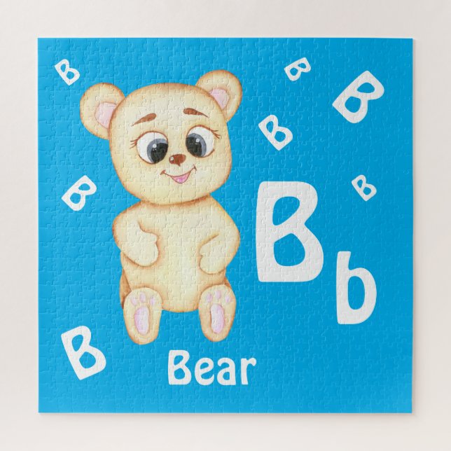 Quebra-cabeça Ursa personalizar ABC: Letra B - Adicione seu Nome (Vertical)
