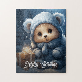Quebra-cabeça Ursinho de pelúcia bonitinho com presente de Natal