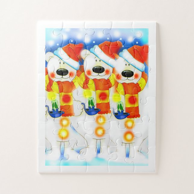 Quebra-cabeça Ursinhos de neve de Natal (Vertical)