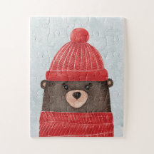 Urso bonitinho de aquarela. Floresta de Natal