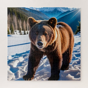 Quebra-cabeça Urso Brown na Neve
