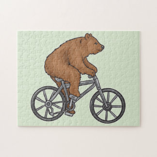 Quebra-cabeça Urso Castanho Gelado Cortado Andando De bicicleta