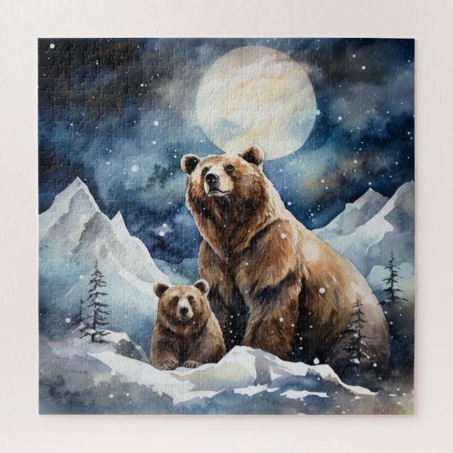 Quebra-cabeça Urso Cinzento e Bebê (Vertical)
