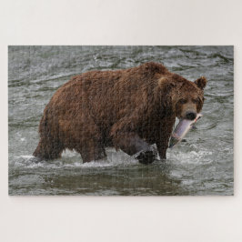 Quebra-cabeça Urso com salmão no Parque Nacional Katmai, Alasca