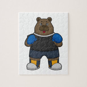 Quebra-cabeça Urso como Boxer com luvas in a box