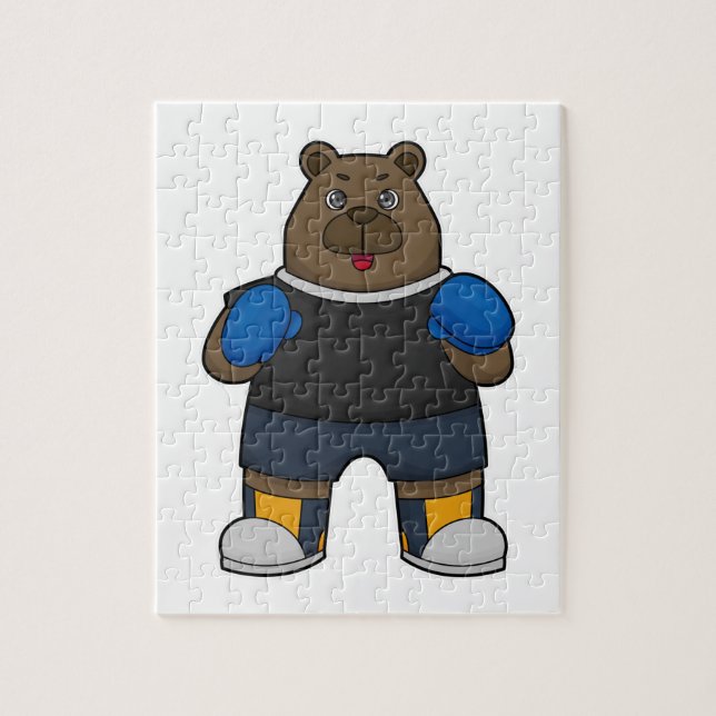 Quebra-cabeça Urso como Boxer com luvas in a box (Vertical)