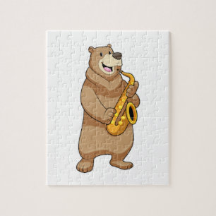 Quebra-cabeça Urso como músico com saxofone