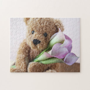 Quebra-cabeça Urso de peluche com lírios de calla