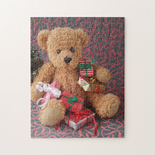 Quebra-cabeça Urso de peluche com muitos presentes de Natal (Vertical)