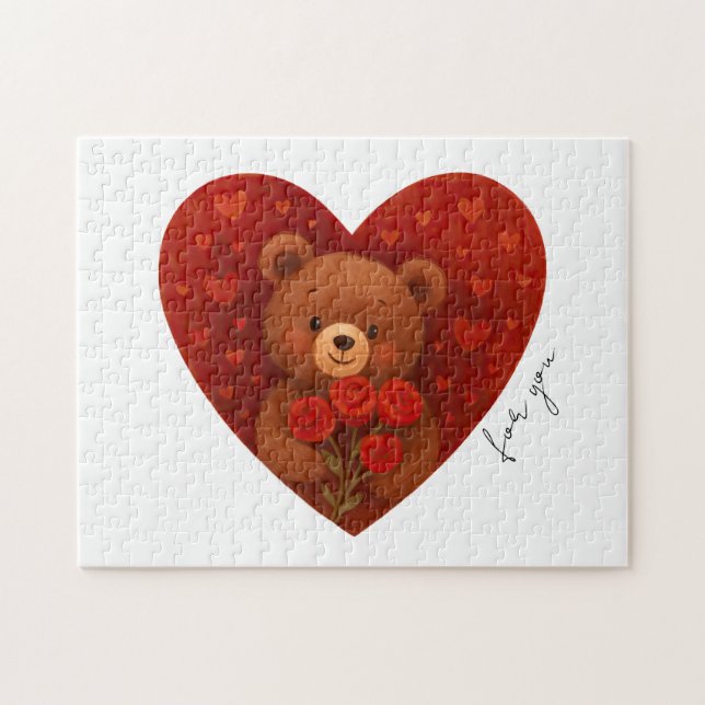 Quebra-cabeça Urso de Pelúcia Personalizado para Alguém (Horizontal)