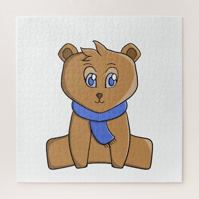 Quebra-cabeça Urso de pelúcia vestindo lenço azul (Vertical)