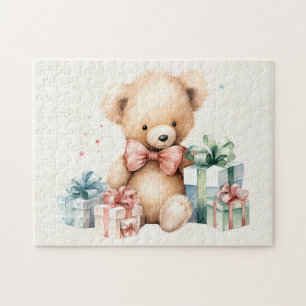 Quebra-cabeça Urso de Teddy Bonito com Presentes de Natal