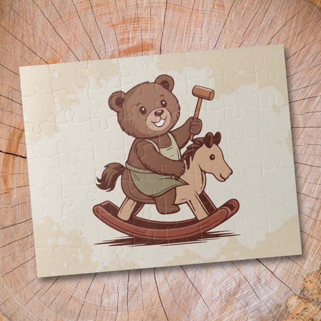 Quebra-cabeça Urso de Teddy cavalgando um Cavalo Fogueiro (Teddy Bear riding a Rocking Horse Puzzle)