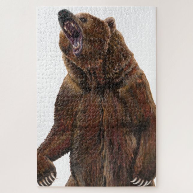 Quebra-cabeça Urso Grizzly - Pintura em acrílico (Vertical)