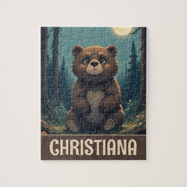 Quebra-cabeça Urso Marrom Caprichoso Personalizado (Vertical)