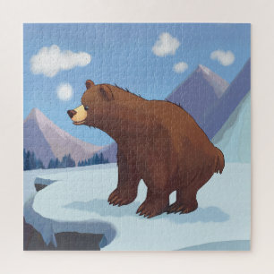 Quebra-cabeça Urso marrom nas montanhas
