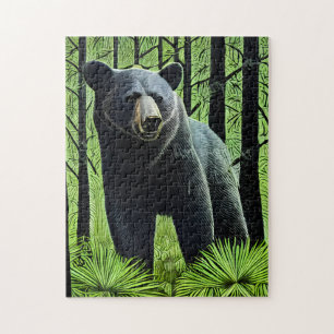 Quebra-cabeça Urso Negro Selvagem abstrato Russo