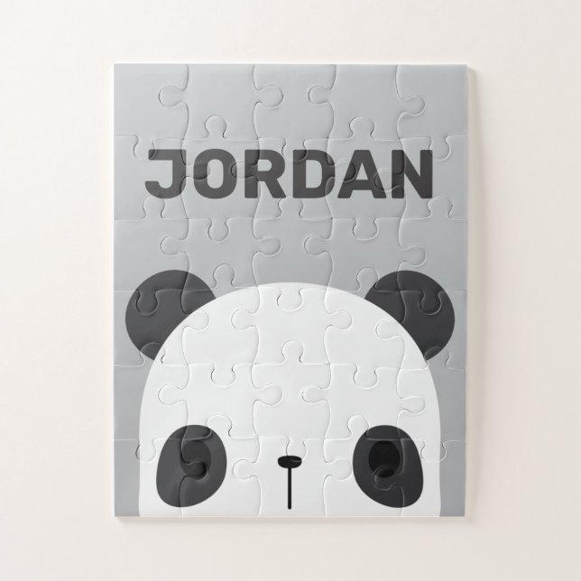 Quebra-cabeça Urso Panda Bonito com Nome Personalizado (Vertical)