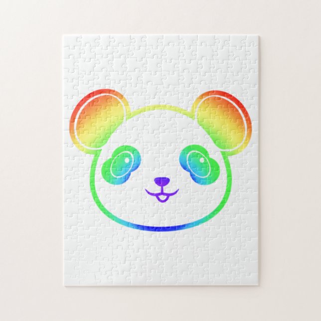 Quebra-cabeça Urso Panda Bonito Nas Cores Do Arco-Íris (Vertical)