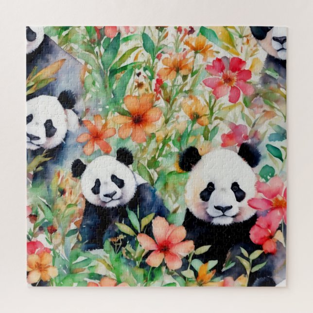 Quebra-cabeça Urso Panda de Aquarela (Vertical)