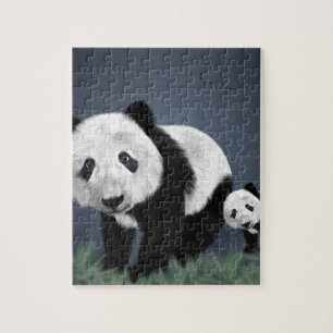 Quebra-cabeça urso panda fofo animal de estimação preto branco d