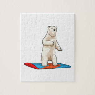 Quebra-cabeça Urso polar como Snowboarder com Snowboard