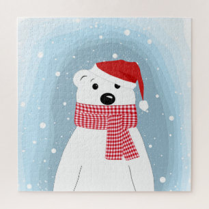 Quebra-cabeça Urso polar de chapéu de Papai Noel, personalizado